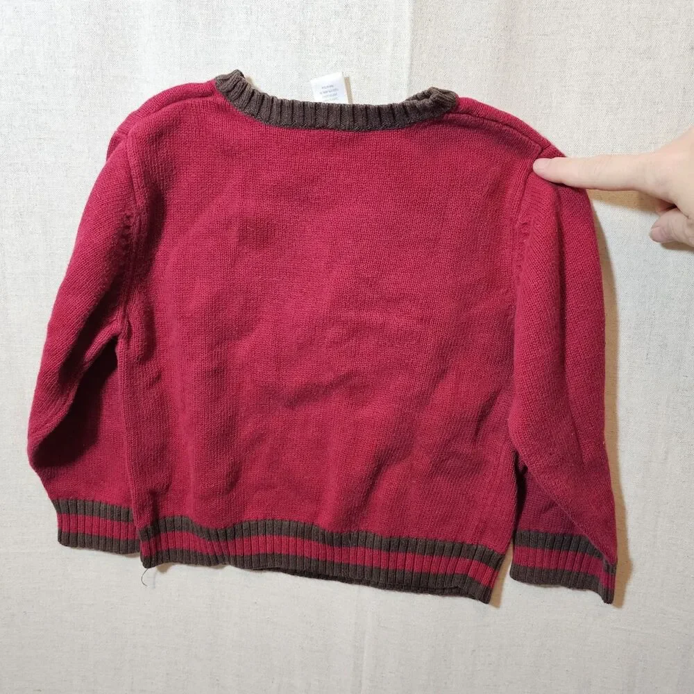 Gymboree 2011 Jolly Bulldog Holiday Christmas Sweater Boys 3T Red Brown